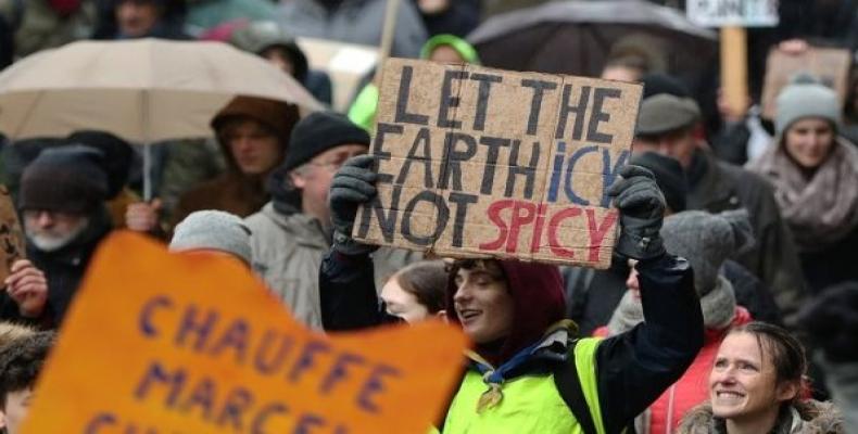 People take part in a march called &quot;Rise for Climate&quot; in Brussels, Belgium, Jan. 27, 2019.   Photo: Reuters