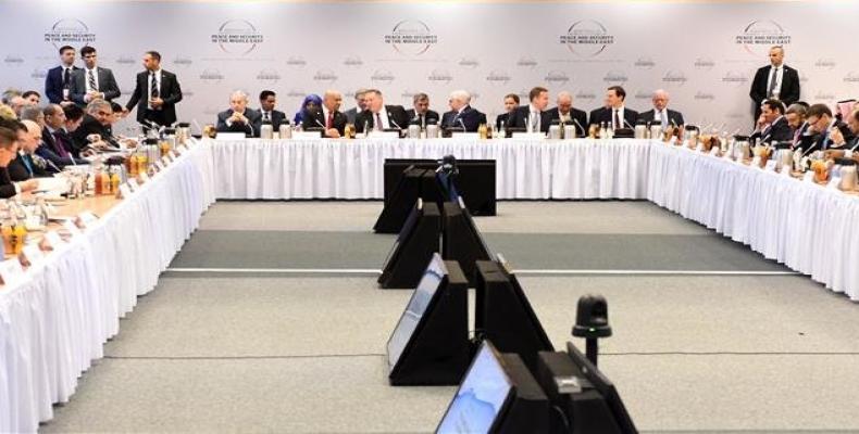   Israeli PM Benjamin Netanyahu and Bulgaria's Foreign Minister Ekaterina Zakharieva are pictured during the conference on Peace and Security in the Middle East