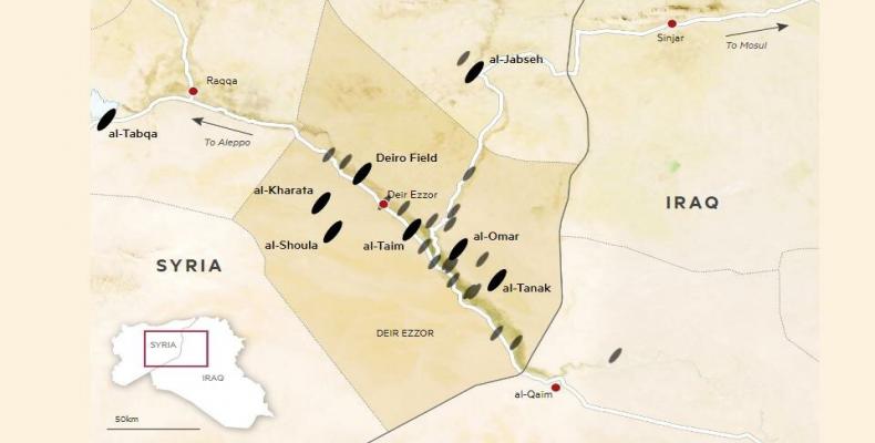 Campos petrolíferos en norte de Siria