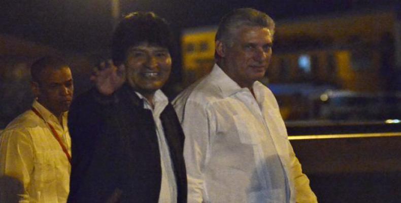 Evo Morales a su llegada a La Habana