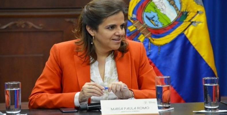 Ministra de Gobierno de Ecuador, María Paula Romo