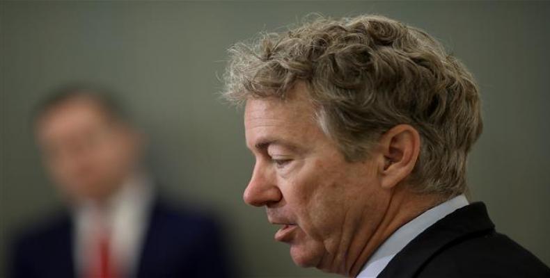 US Senator Rand Paul (R-KY) speaks during a press conference at the US Capitol on March 14, 2018 in Washington.  Photo: AFP