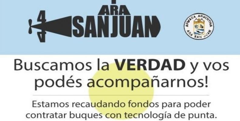 Convocatoria de los familiares de los tripulantes del submarino argentino desaparecido ARA San Juan para colecta.Foto:Clarin.