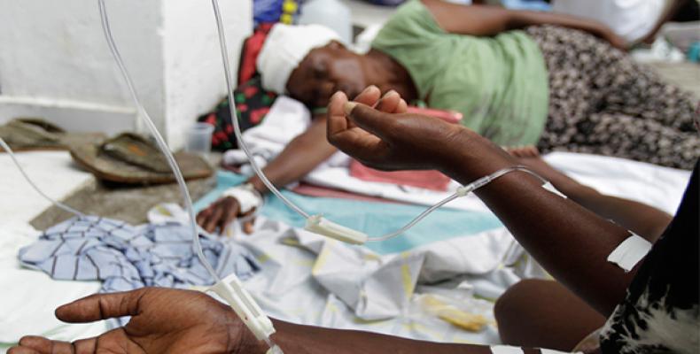 Enfermos de cólera en Haití