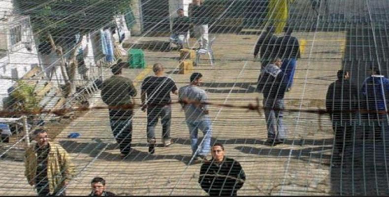 Palestinian prisoners at Israel’s Megiddo prison.  (Photo: Press TV)