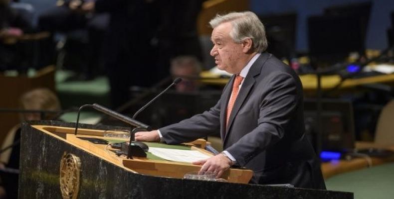 UN Secretary-General Antonio Guterres speaking at the UN headquarters.  Photo: EFE