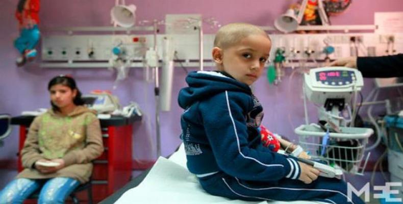 The undated photo shows a teenage Palestinian girl who suffers from cancer at the Augusta Victoria Hospital in East Jerusalem.  Photo: Press TV