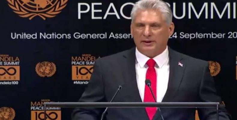 Díaz-Canel en su intervención en Cumbre por la paz
