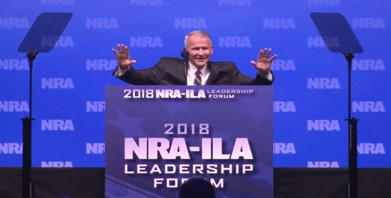 Lieutenant Colonel Oliver North speaks at the NRA-ILA Leadership Forum during the NRA Annual Meeting &amp; Exhibits at the Kay Bailey Hutchison Convention Cente