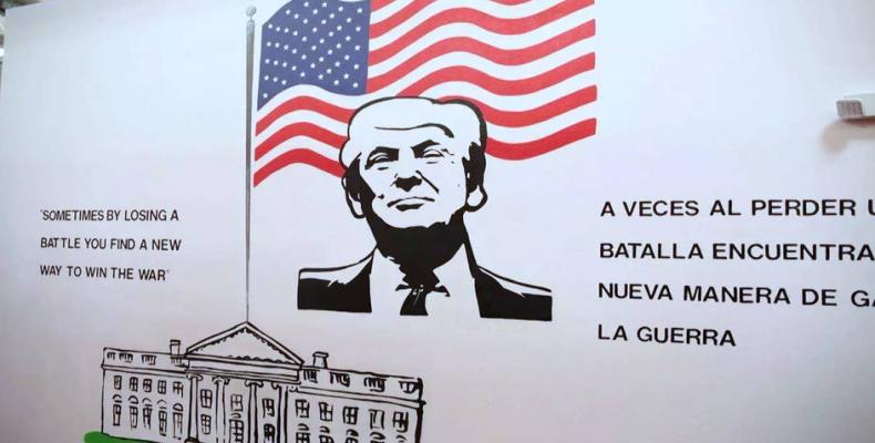 Trump quote on wall at children's detention center.  Photo: AP