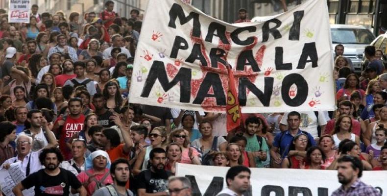 Manifestación contra gobierno de Macri