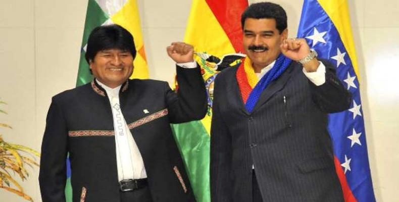 Presidente de Bolivia, Evo Morales y el mandatario venezolano Nicolás Maduro