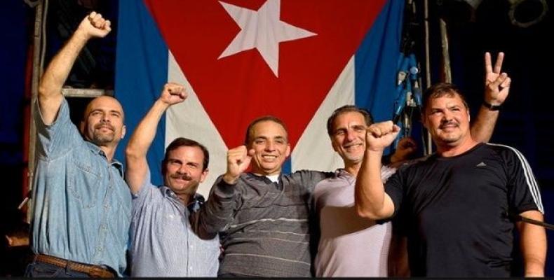 Los Cinco Héroes cubanos que sufrieron prisión en Estados Unidos y se encuentran libres desde el 2014.Foto:Archivo.
