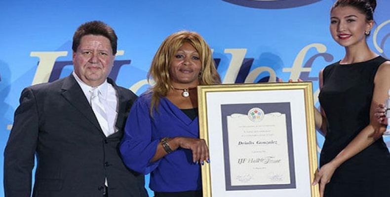 Driulis González durante exaltación al Salón de la Fama del judo