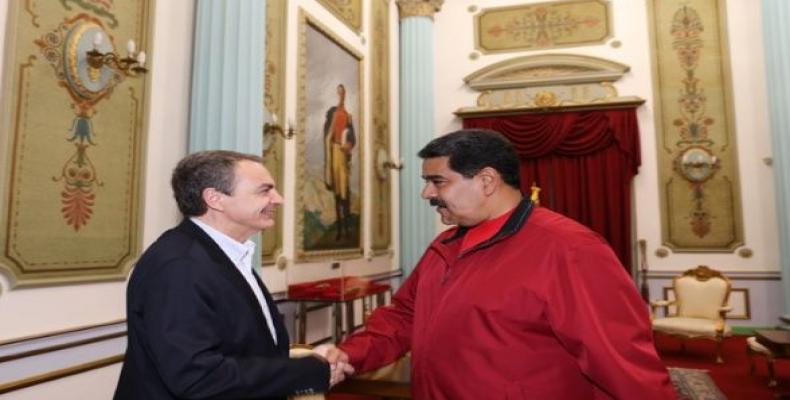 Maduro y Zapatero en Miraflores.  Foto: EFE