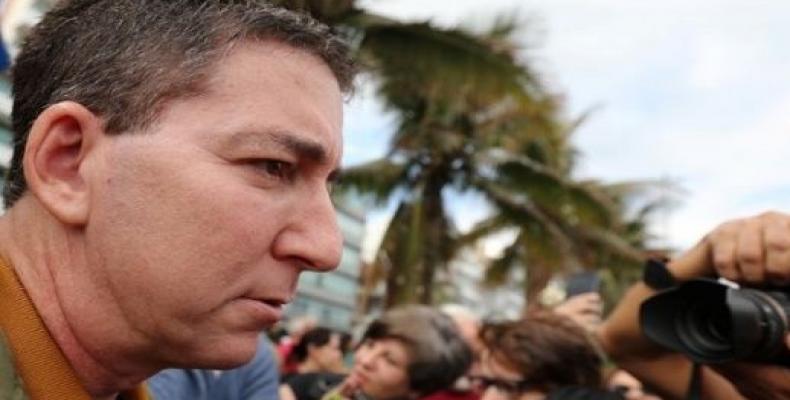 Glenn Greenwald at a demonstration to demand more protection for the Amazon rainforest in Rio de Janeiro.  (Photo: Reuters)