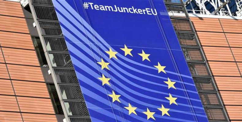 The European flag hangs at the European Council headquarters in Brussels on February 23, 2018. Photo: AFP