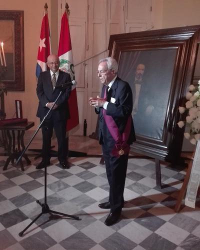 El historiador de La Habana, Eusebio Leal recibió la Orden El Sol del Perú en el Grado de Gran Cruz.Foto:Isis María Allen