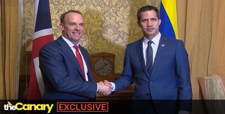 Dominic Raab, British Foreign Secretary, meets with Juan Guaido.  (Photo: The Canary)