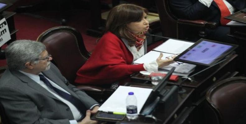 Senator Cristina Fernandez addresses SDenate during debate of abortion bill.