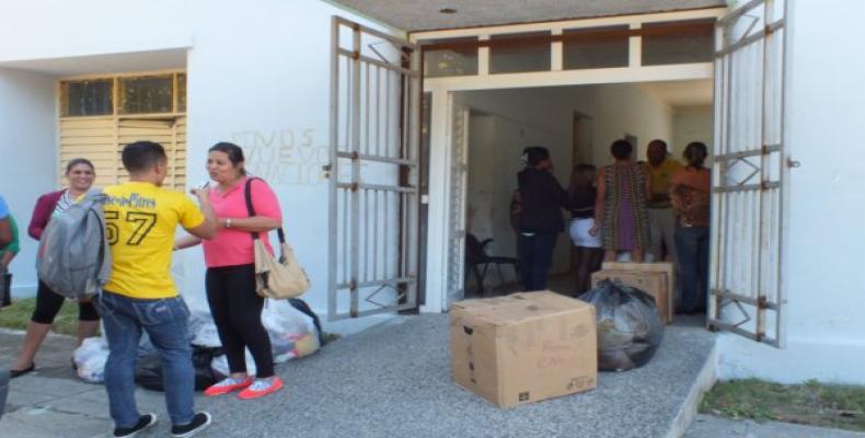 Almacén del centro de donativos ubicado en la Ciudad Escolar Libertad.