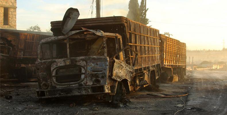 Comboy atacado por terroristas en corredor humanitario a la salida de Alepo.