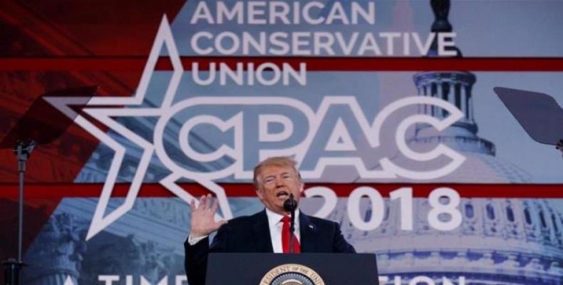 Donald Trump at the Conservative Political Action Conference, Friday, February 23, 2018, in Oxon Hill, Maryland.  Photo by AFP