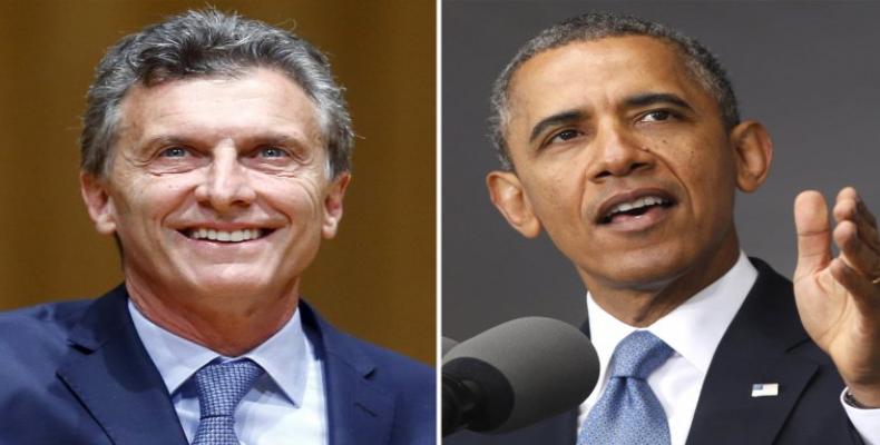 Presidente de Argentina, Mauricio Macri, junto a su homólogo estadounidense, Barack Obama