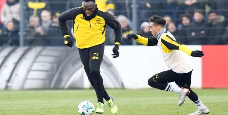 Usain Bolt a suivi une période d'entraînement au Dortmund. Photo: Givemesport