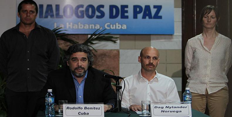 Representantes de Cuba y Noruega en loos diálogos de paz, en La Habana