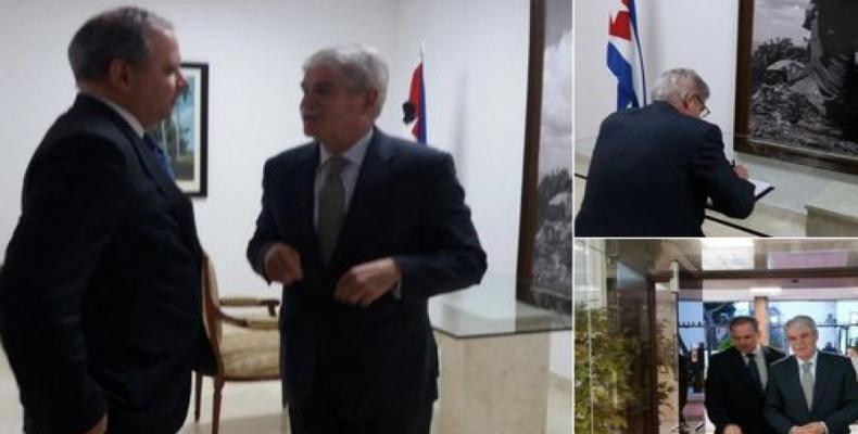 Canciller español en embajada cubana