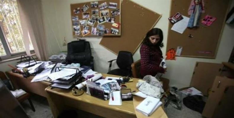 The file photo shows the aftermath of an Israeli military raid on offices in Ramallah. (Photo: AFP)