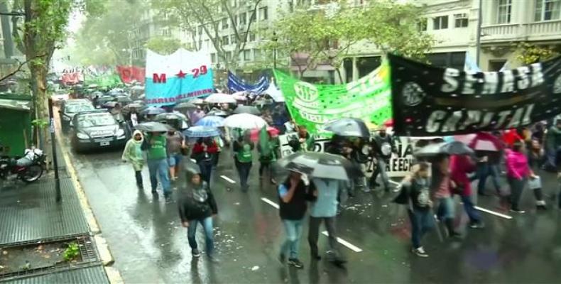 Thousands march in Buenos Aires to protest IMF loans.  Photo: Reuters