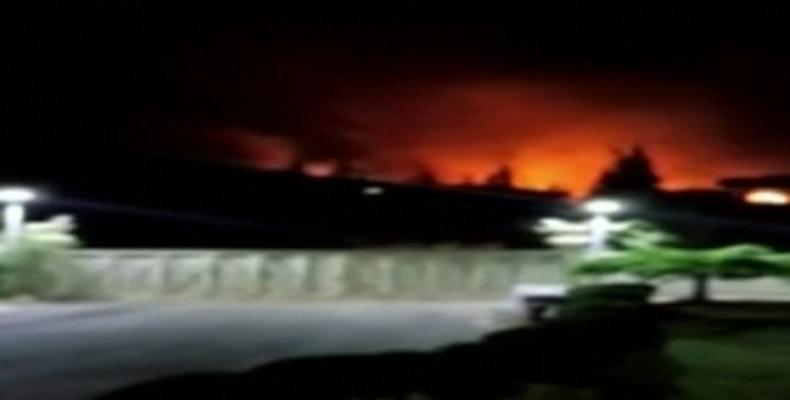 Image caption Syrian state TV broadcast footage it said showed the downing of Israeli missiles near Damascus.  Photo: AFP