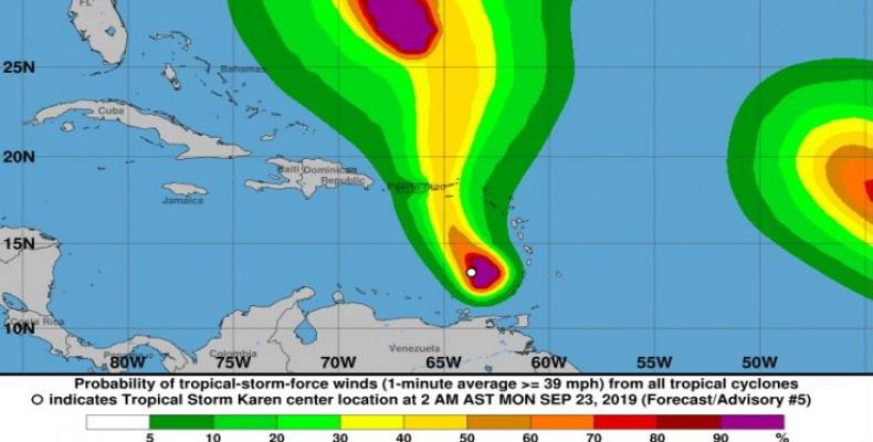 Tropical Storm Karen forecast.  (Photo: National Hurricane Center, Miami)