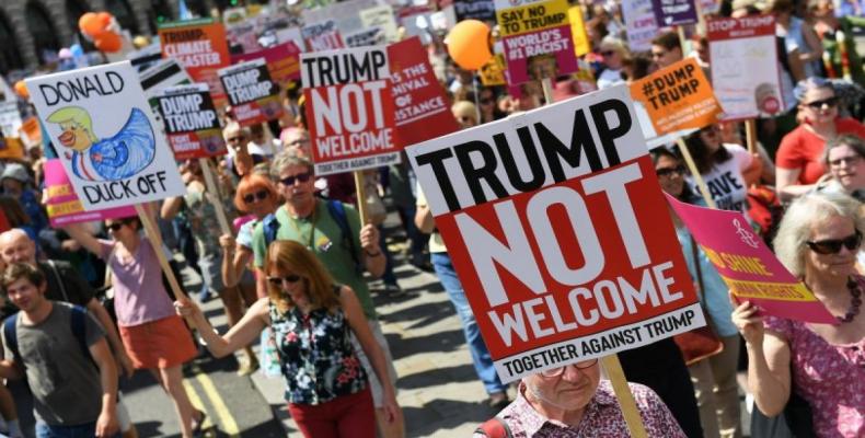 Protesta en Londres contra la visita de Donald Trump. Foto/ El Comercio.