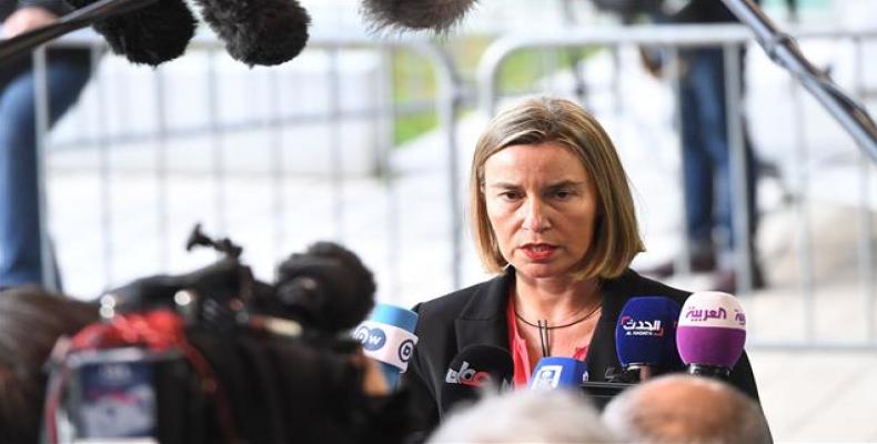 EU foreign policy chief Federica Mogherini arrives to attend an EU foreign affairs council in Luxembourg on April 16, 2018.  Photo: AFP