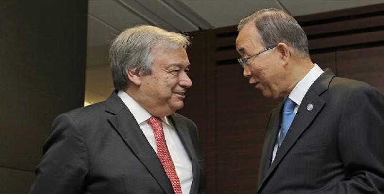 Antonio Guterres y Ban Ki-moon