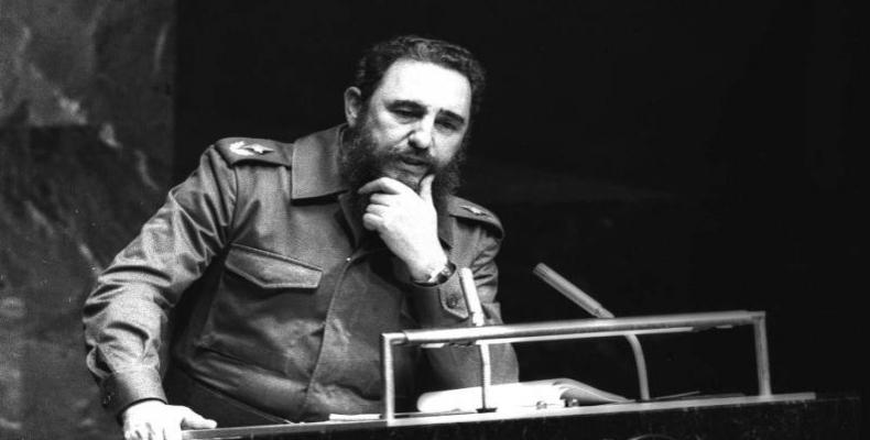 Fidel Castro durante un discurso en la ONU en 1979.Foto:Cubadebate.