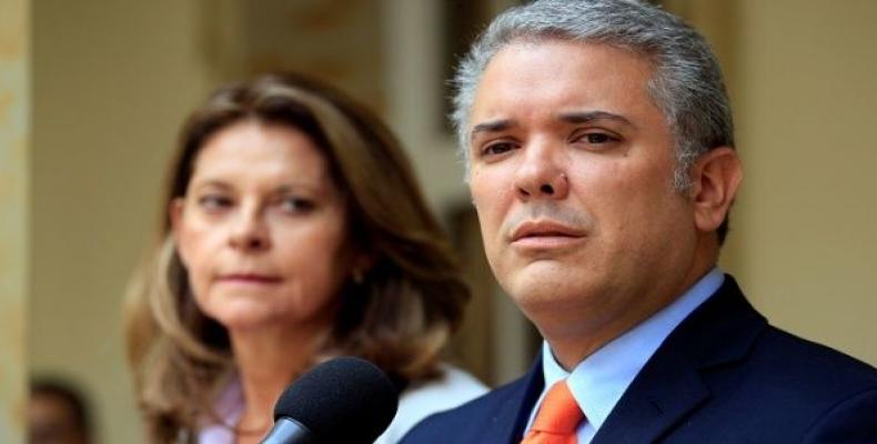 President-elect Ivan Duque addresses the media next to Vice President-elect Marta Lucia Ramirez in Bogota, Colombia June 21, 2018.   Photo: Reuters