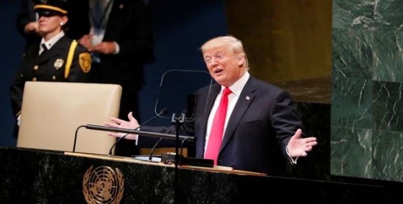 U.S. President Donald Trump addresses the 73rd session of the United Nations General Assembly at U.N. headquarters in New York, U.S., Sept. 25, 2018.  Photo: Re