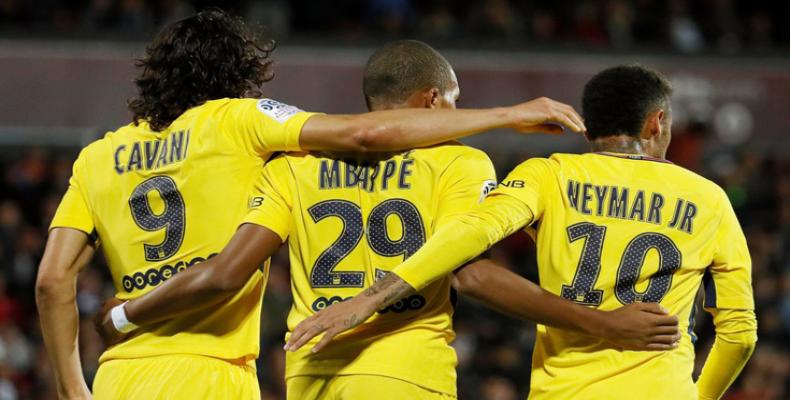 Cavani, Mbapp y Neymar. Foto: PL