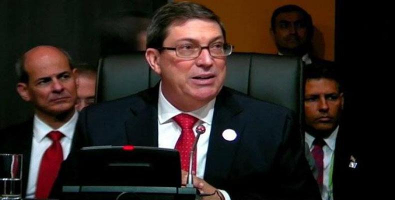 El Canciller cubano invocó en el auditorio la declaración de América Latina como zona de paz. Foto:  Twitter