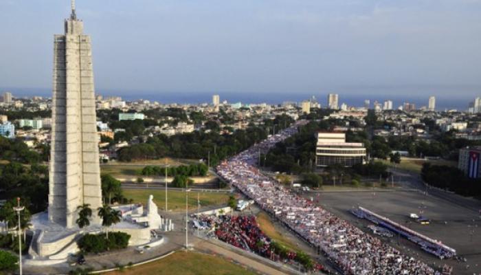 Image de la manifestation du premier mai 2018 à La Havane