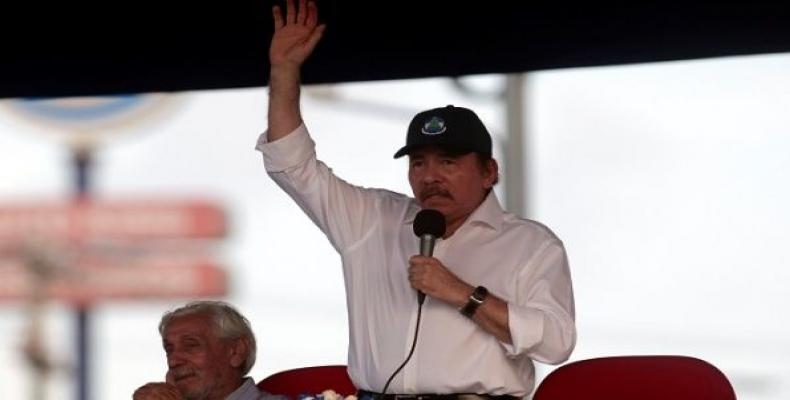 Nicaragua's President Daniel Ortega speaks to supporters during May Day celebrations in Managua, Nicaragua.  Photo: Reuters