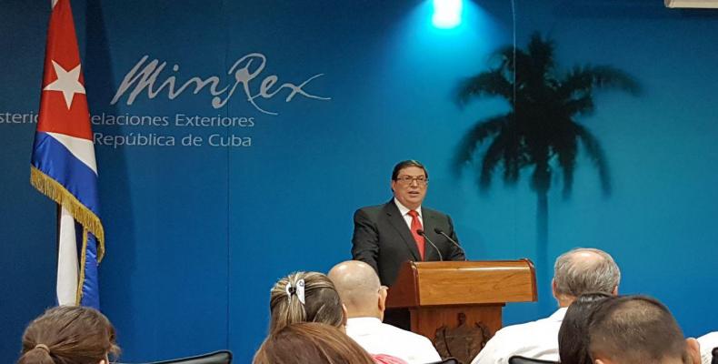 Foreign Minister Bruno Rodriguez Parrilla addresses national and international media in Havana, September 20, 2019. RHC Photo/Roberto Bastidas