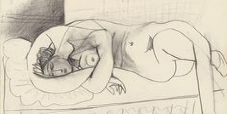 esbozo sobre papel de Picasso &quot;Nu couché&quot; (1972)