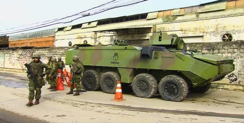 Brazilian troops mobilized in Rio de Janeiro. Photo: AFP