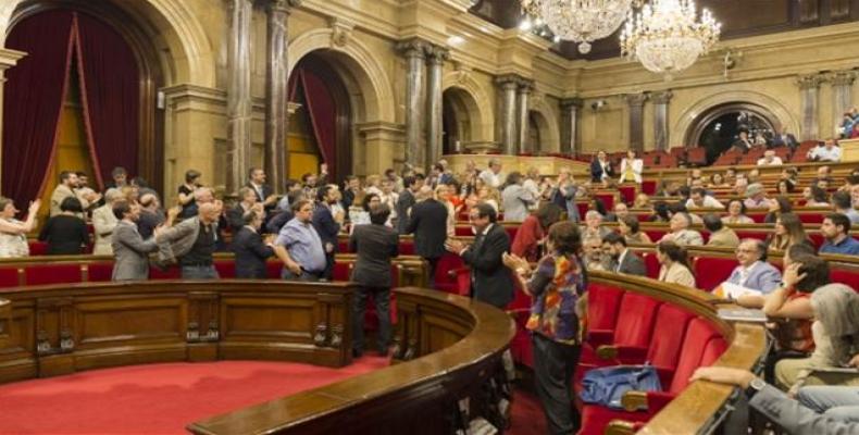 This file photo shows a view of a session of the Catalan parliament.  Photo: File AFP