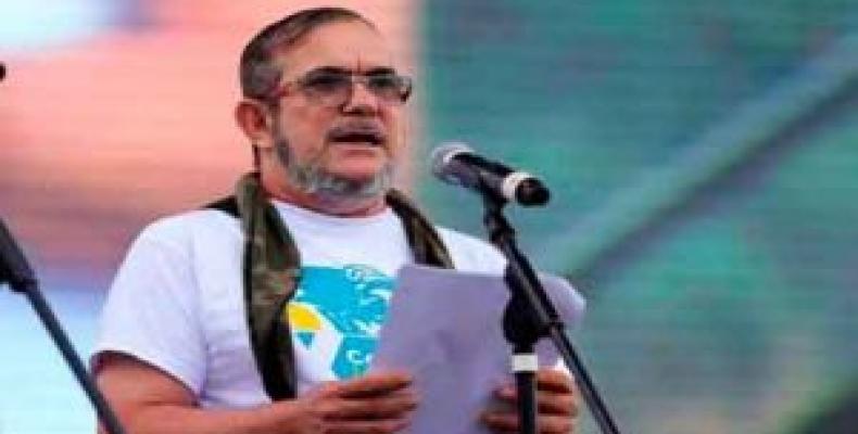 Presidente del partido colombiano FARC, Fuerza Alternativa Revolucionaria del Común, Rodrigo Londoño, Timochenko,